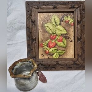 Vintage 1970s Folk Art, artist signed wall art for your home decor, 2 of 2
